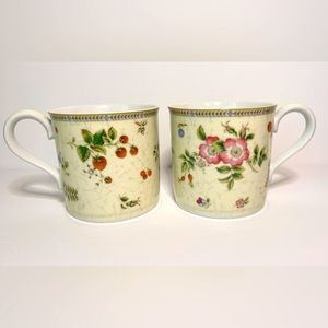 Wedgewood Fleur Set of 2 Fine China Mugs Made in Japan 1997